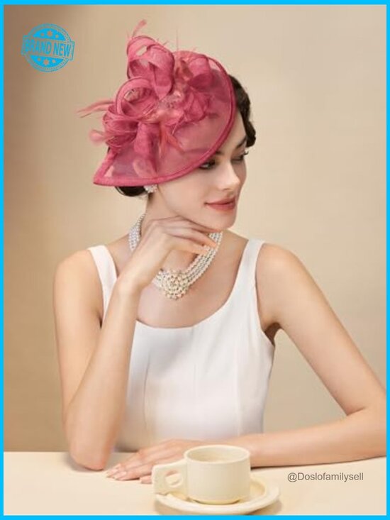 Fascinator Hat Headband Clip Derby Tea Party Wedding Fancy Dress Sinamay Feather main image 6